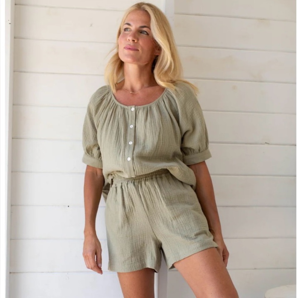 Marea Gauze Everly Top in Succulent